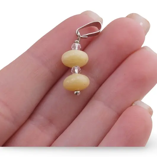 Pandantiv Jad Olive rondele 8mm si Zirconiu sfere fatetate 3mm, imagine 4