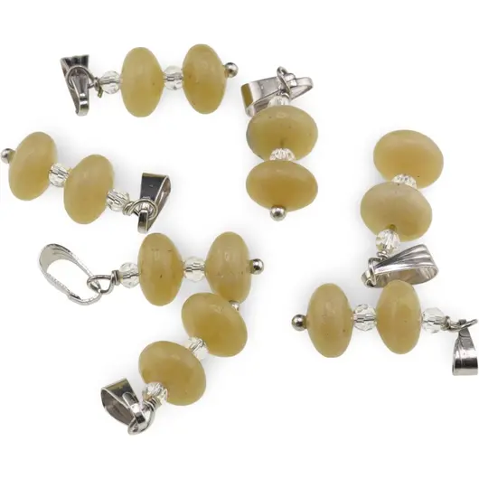 Pandantiv Jad Olive rondele 8mm si Zirconiu sfere fatetate 3mm, imagine 2