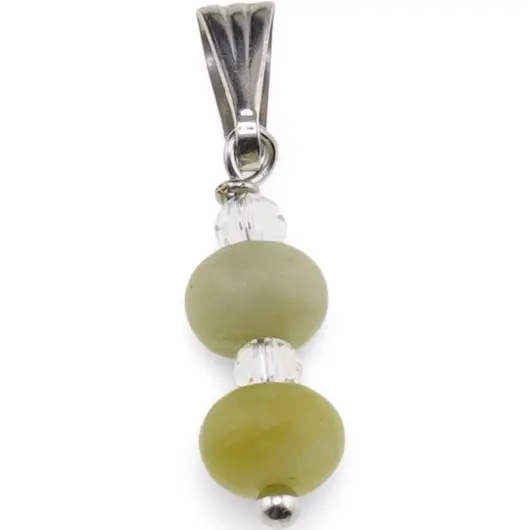 Pandantiv Jad rondele 6mm si Zirconiu sfere fatetate 3mm