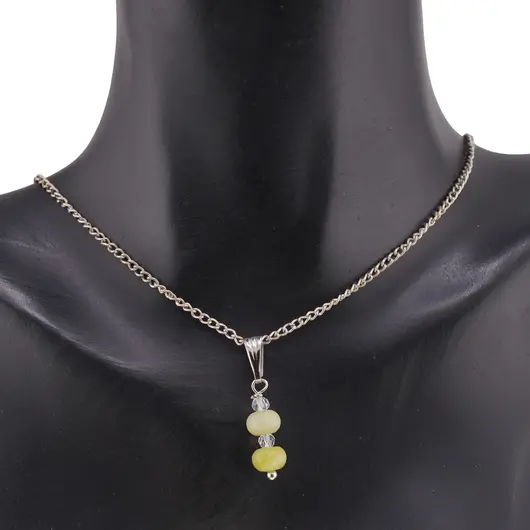 Pandantiv Jad rondele 6mm si Zirconiu sfere fatetate 3mm, imagine 3