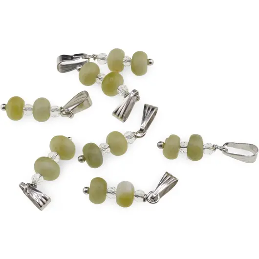 Pandantiv Jad rondele 6mm si Zirconiu sfere fatetate 3mm, imagine 2