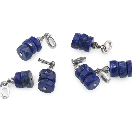 Pandantiv Lapis Lazuli discuri fatetate cu Argint 925, 7mm, imagine 2