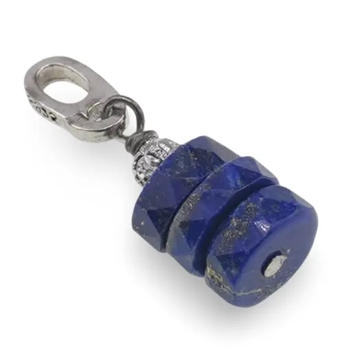 Pandantiv Lapis Lazuli discuri fatetate cu Argint 925, 7mm