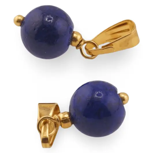 Pandantiv Lapis lazuli sfera 8mm cu metal auriu, imagine 2
