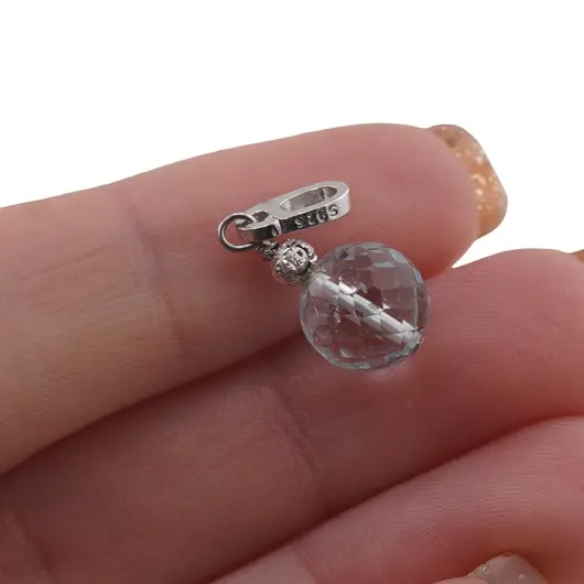 Pandantiv Topaz sfera extrafatetata cu Argint 925, 8mm, imagine 4