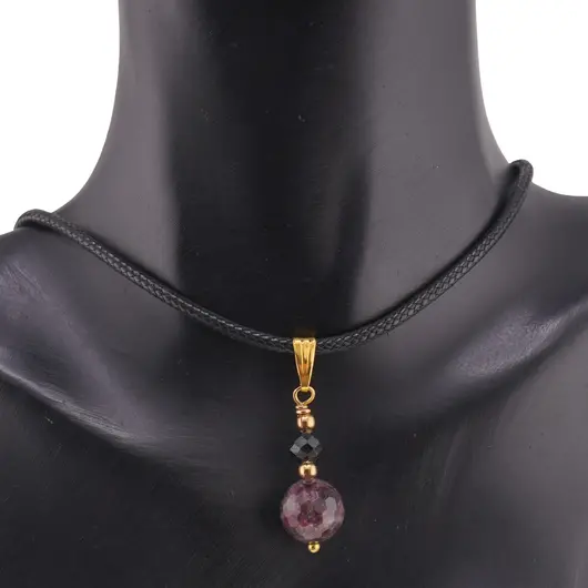 Pandantiv Turmalina multicolora sfere fatetate cu bumb auriu, 5-10mm, imagine 3