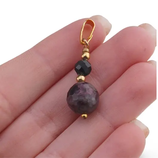 Pandantiv Turmalina multicolora sfere fatetate cu bumb auriu, 5-10mm, imagine 4