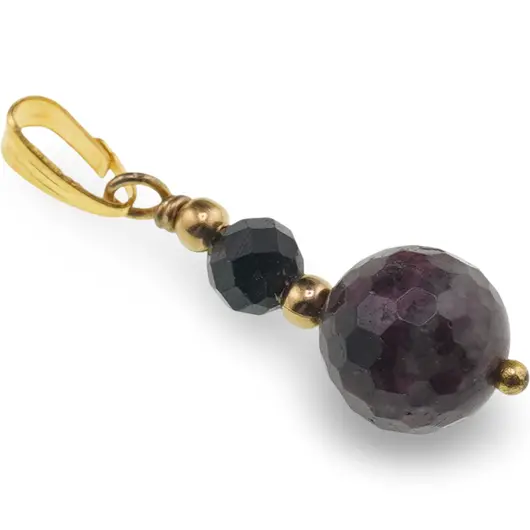 Pandantiv Turmalina multicolora sfere fatetate cu bumb auriu, 5-10mm