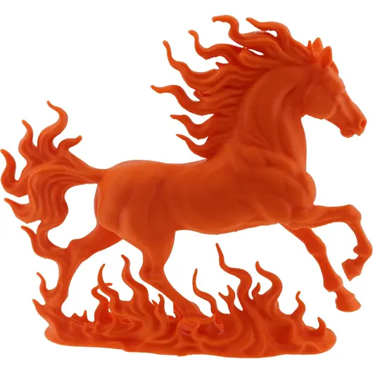 Statueta feng shui Calul de foc cu flacari detaliate ale victoriei, portocaliu - 15,5cm