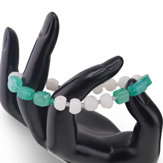 Bratara Cuart alb, Onix verde si Cristal de stanca, imagine 2