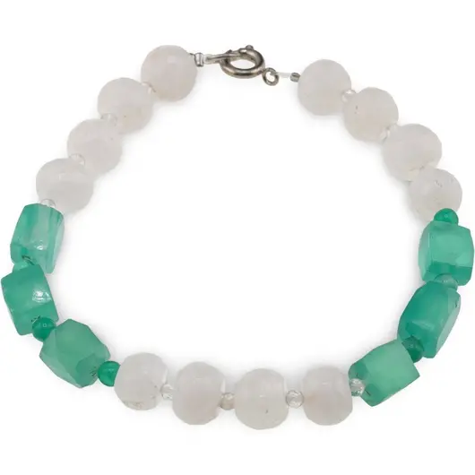 Bratara Cuart alb, Onix verde si Cristal de stanca