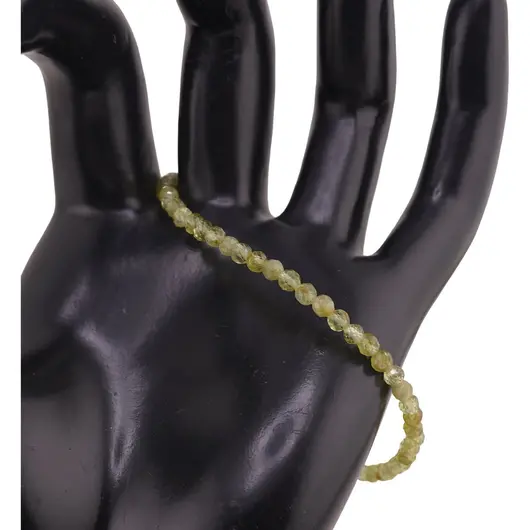 Bratara Peridot sfere fatetate 3mm, imagine 2