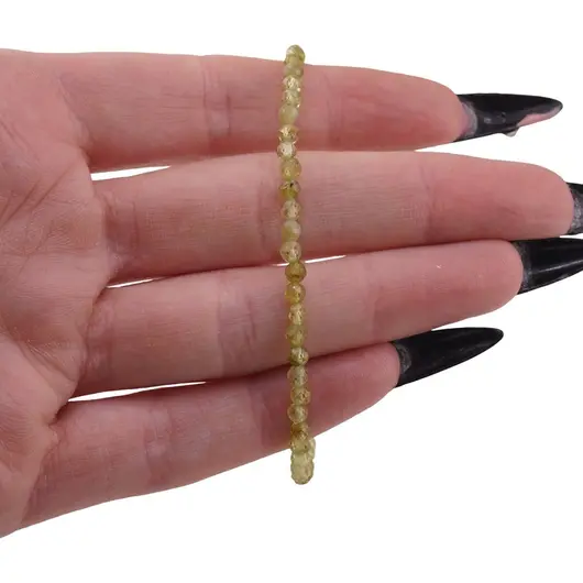 Bratara Peridot sfere fatetate 3mm, imagine 3