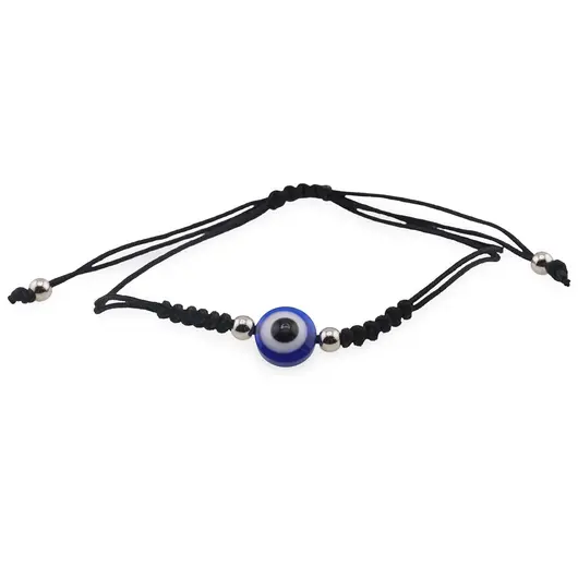 Bratara reglabila cu ochi protector, snur negru, imagine 2