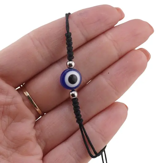 Bratara reglabila cu ochi protector, snur negru, imagine 3