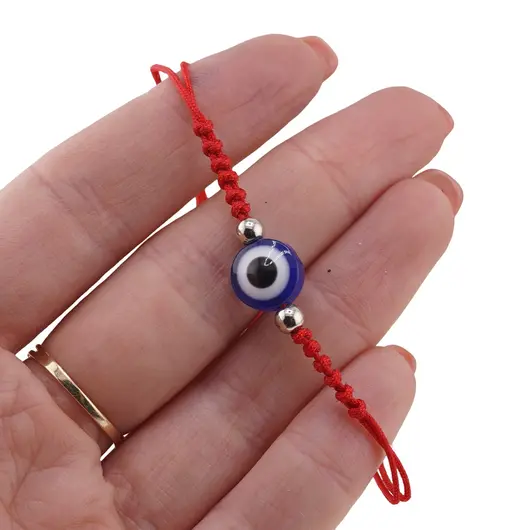 Bratara reglabila cu ochi protector, snur rosu, imagine 3