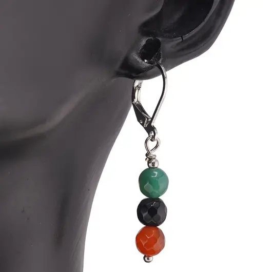 Cercei cu agatatoare Agat multicolor sfere fatetate, 6mm, imagine 2