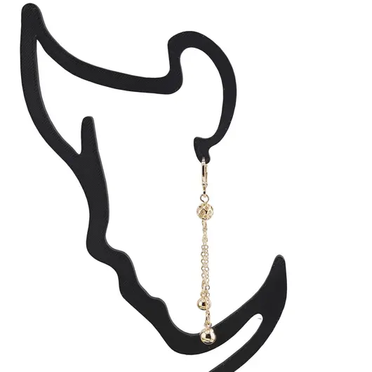 Cercei din cupru placat cu aur galben 18k, model cu doua lanturi si sfere, imagine 2