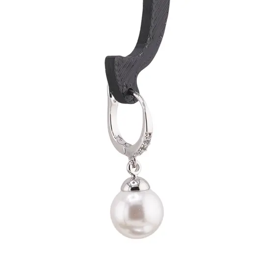 Cercei din Inox cu Perla si zirconiu, imagine 2