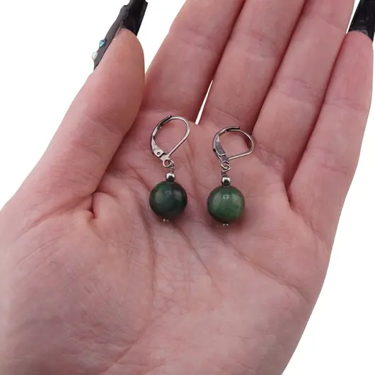 Cercei Ochi de tigru verde sfere 10mm, imagine 3