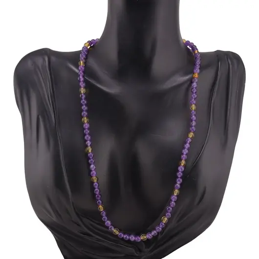 Colier Ametist si Citrin sfere 5mm, imagine 2