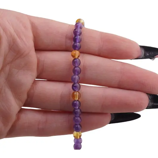 Colier Ametist si Citrin sfere 5mm, imagine 3