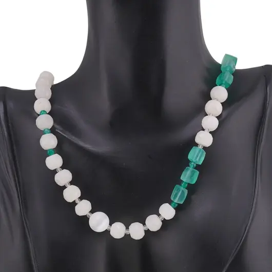 Colier Cuart alb, Onix verde, Cristal de stanca si Selenit, imagine 2