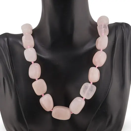 Colier cuart roz nuggets mari, imagine 3