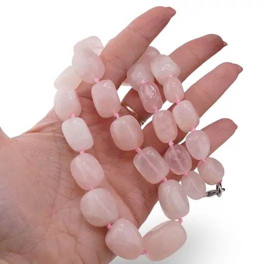 Colier cuart roz nuggets mari, imagine 4