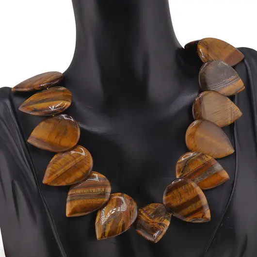 Colier Ochi de tigru picaturi mari, 32mm, imagine 3