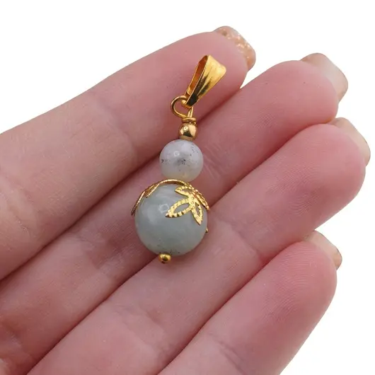 Pandantiv Amazonit sfere si flori aurii, 6-10mm, imagine 4