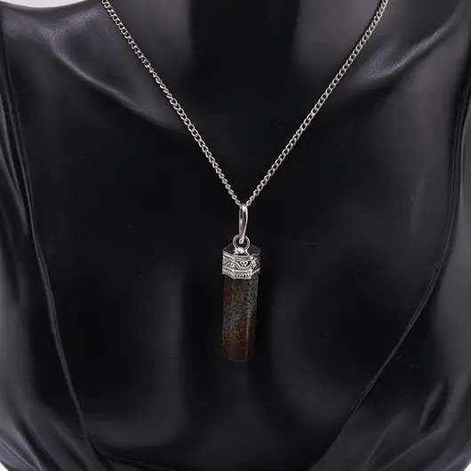 Pandantiv cu varf si montura argintie Jasp Dragon, imagine 2