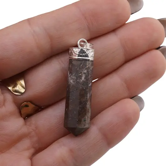 Pandantiv cu varf si montura argintie Jasp Dragon, imagine 3