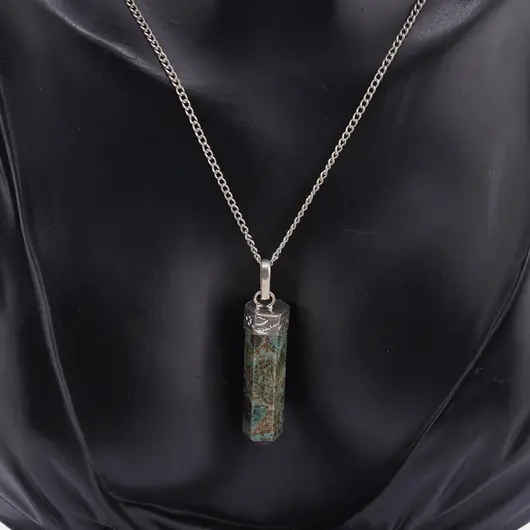 Pandantiv cu varf si montura argintie Rubin in fucsit, imagine 2