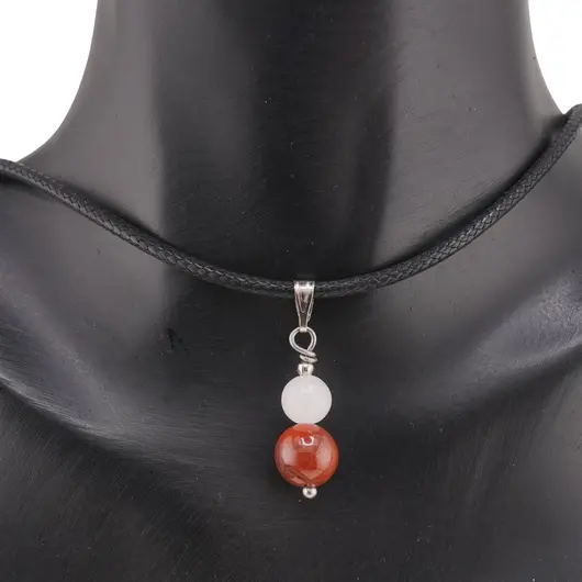 Pandantiv Cuart roz si Jasp rosu sfere, 6-8mm, imagine 3