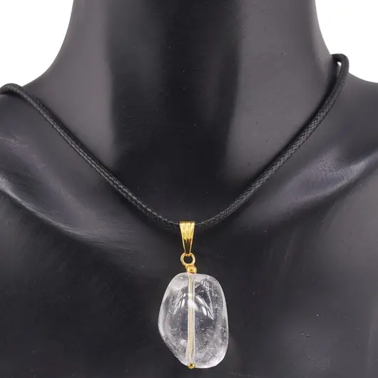 Pandantiv Cuart transparent nugget cu auriu, 22-26mm, imagine 3