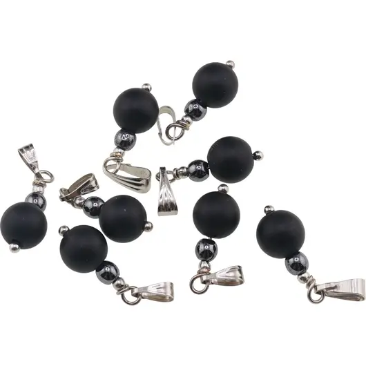 Pandantiv Hematit si Onix negru mat sfere, 4-8mm, imagine 2
