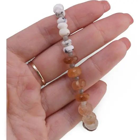 Set colier si bratara Opal dendritic si Cuart tangerin discuri fatetate 6-9mm si Labradorit sfere 3mm, imagine 4