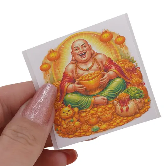 Abtibild sticker Feng Shui cu Buddha Vesel pentru prosperitate, imagine 3
