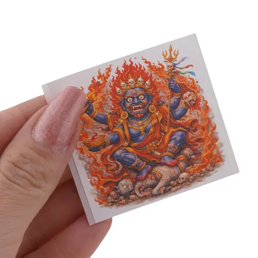Abtibild sticker Feng Shui cu Mahakala in flacari, imagine 3