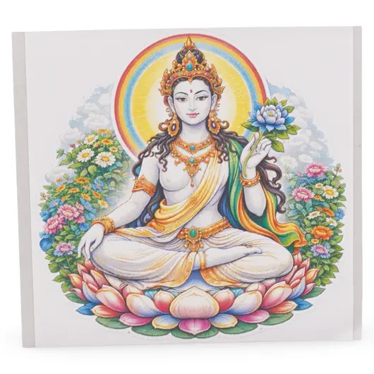 Abtibild sticker Feng Shui cu Tara Alba pe lotus colorat