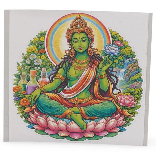 Abtibild sticker Feng Shui cu Tara verde pe lotus