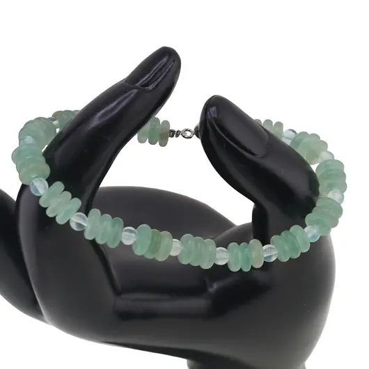 Bratara Acvamarin sfere 4mm si Aventurin rondele 6-7mm, imagine 2