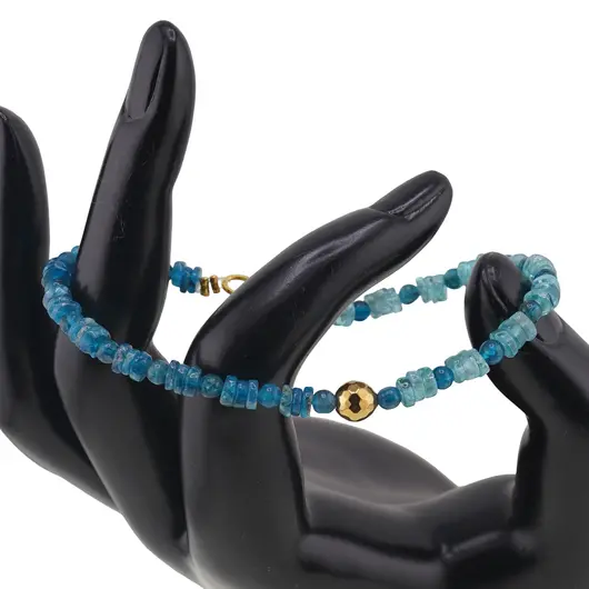 Bratara Apatit light si dark discuri 4-5mm, Apatit dark sfere 3-4mm si Hematit auriu fatetat 6mm, imagine 2