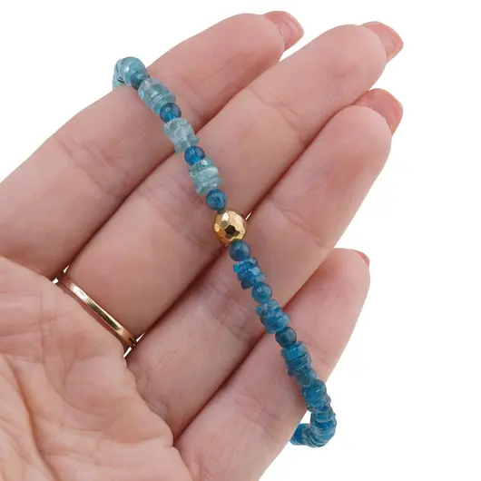 Bratara Apatit light si dark discuri 4-5mm, Apatit dark sfere 3-4mm si Hematit auriu fatetat 6mm, imagine 3