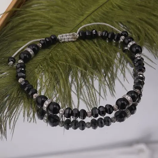 Bratara cu nod reglabil Turmalina discuri fatetate 5mm, sfere 6mm si bumbi de Argint 925, imagine 2