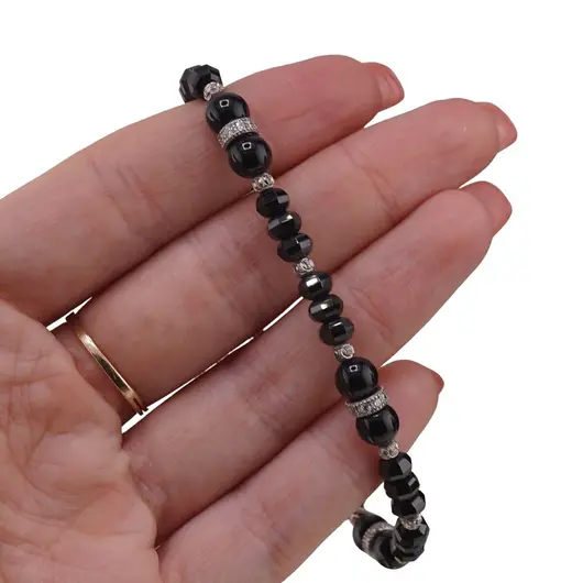 Bratara cu nod reglabil Turmalina discuri fatetate 5mm, sfere 6mm si bumbi de Argint 925, imagine 3