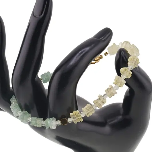 Bratara Cuart lemon si Aventurin patratele 5mm, Aventurin sfere 4mm si element din Hematit auriu 4mm, imagine 2