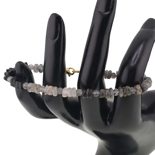 Bratara Cuart turmalinat rondele 5-6mm, Labradorit sfere 4mm si Turmalina patratele 5mm, imagine 2