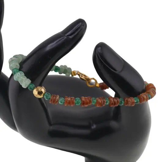 Bratara Granat Hessonit, Citrin si Aventurin discuri 4-6mm, Aventurin dark sfere 4mm si Hematit auriu fatetat 6mm, imagine 2